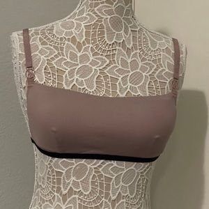 2-Victoria’s Secret bikini top size Large beige and black